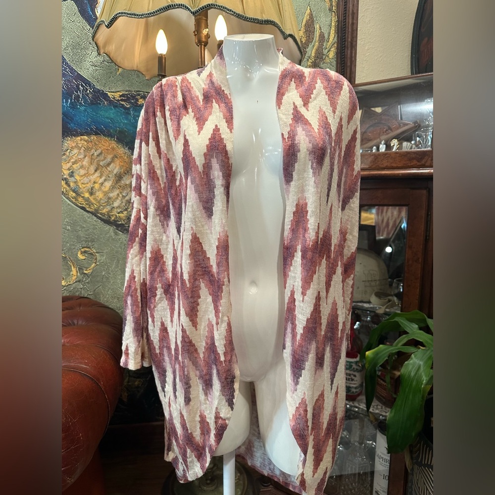MAUNCES Chic Chevron Open Cardigan